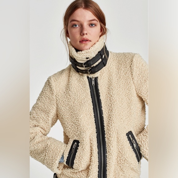 ❌SOLD❌Zara | Teddy And Faux Leather Zipper Jacket - Picture 4 of 13